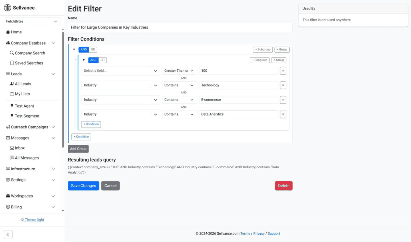 Segment filter builder