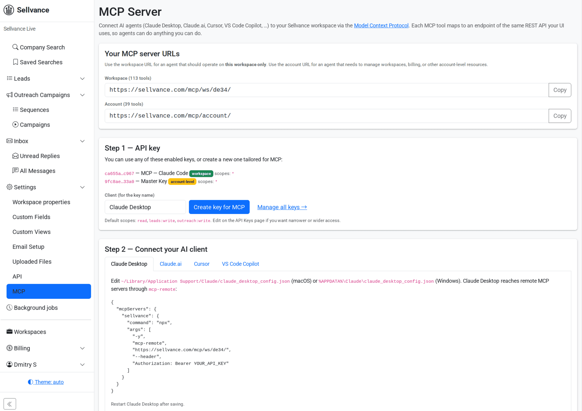Sellvance MCP server — drive the platform from any AI agent