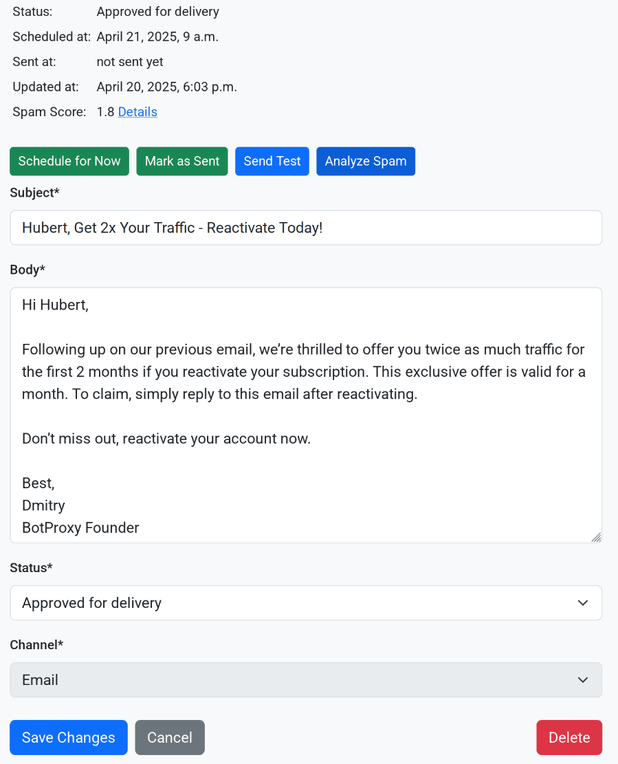 AI message generation