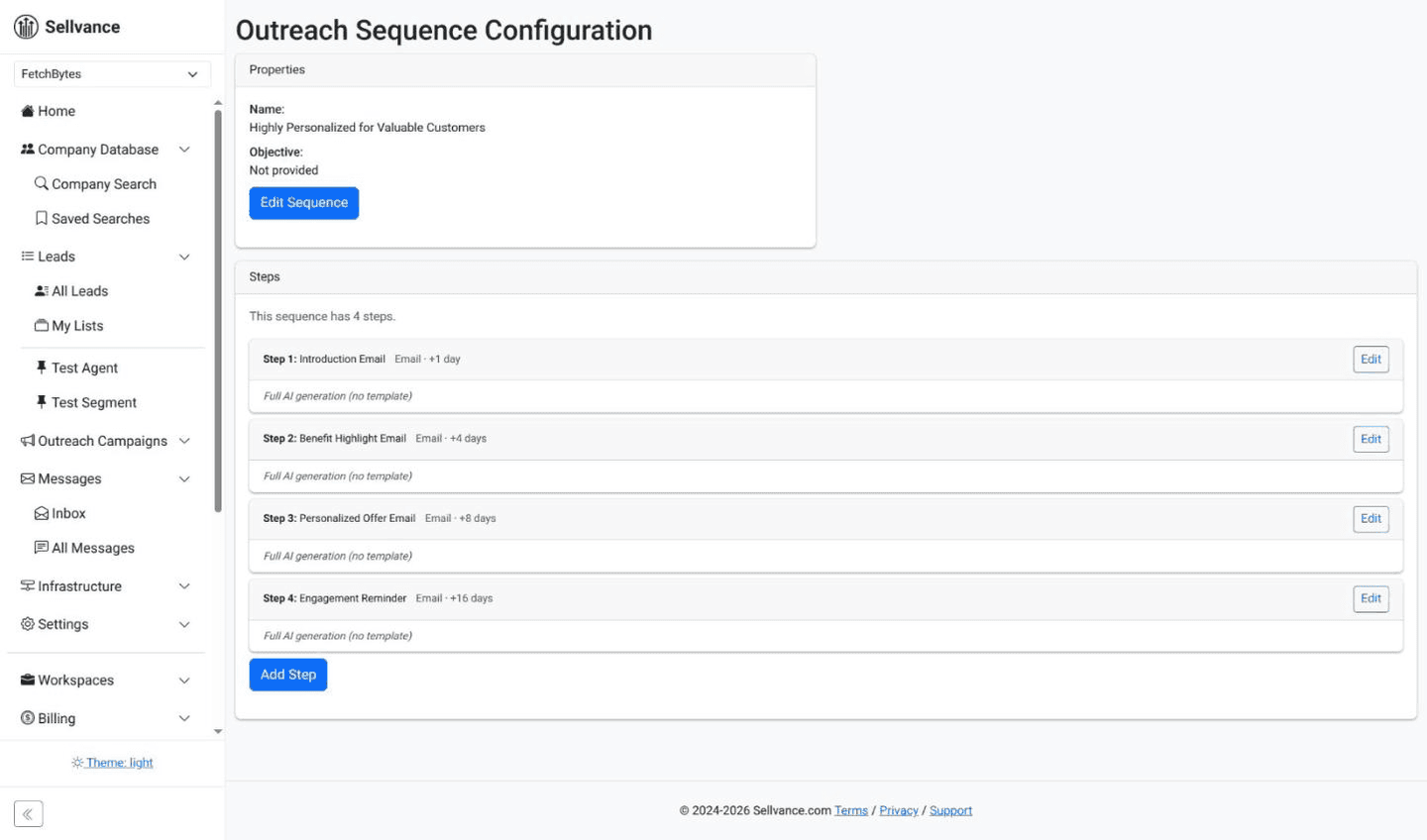 Multi-step sequence builder